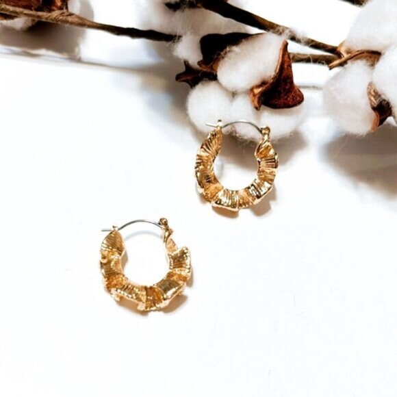 Textured hoop earrings N67 - Picture 2 of 5